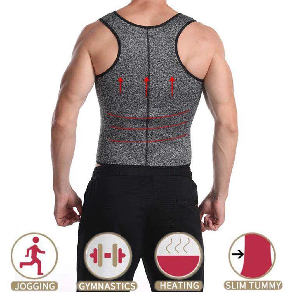 TENNEIGHT Mens Sweat Sauna Band Shapewear Tummy Control Fat Burning Slimming Vest Full Body Shaper for Men