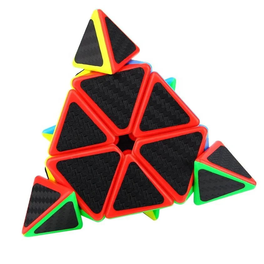 Low Price Loss Sale Pyramid Speed Cube Carbon Fiber Sticker Twisty Puzzle for Kids Stress Relief Toy Funny Kids Gift
