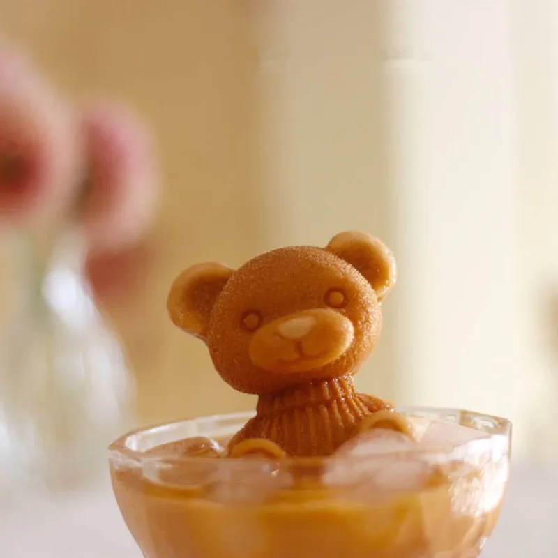  Bear ice mold silicone three dimensional lattice box milk tea sculpture chocolate creative