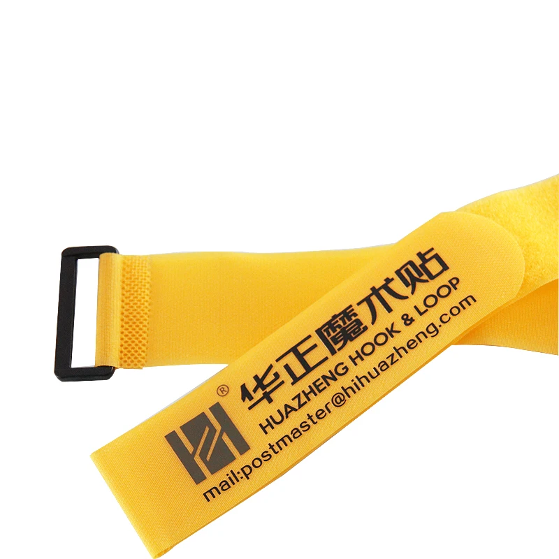 Stretch adjustable nylon hook and loop strap cable tie with buckle hook and loop belt