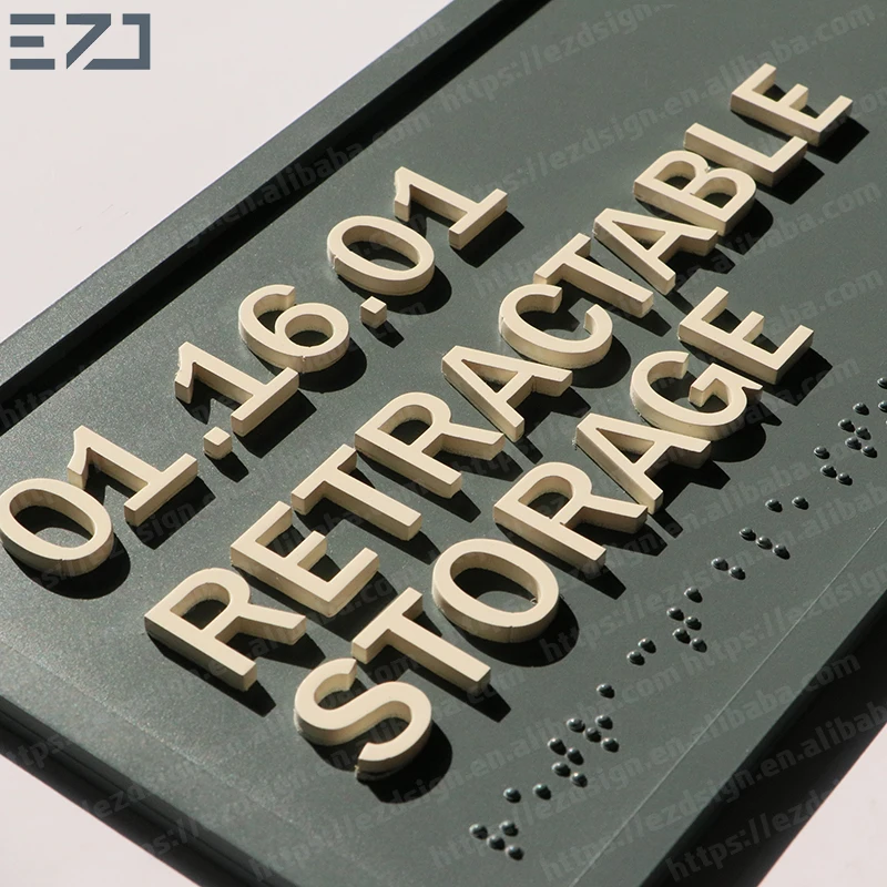EZD Custom Uniques Color ADA Compliant Hotel Restroom Wall Mounting Washroom Door Name Sign Plates with Tactile Braille