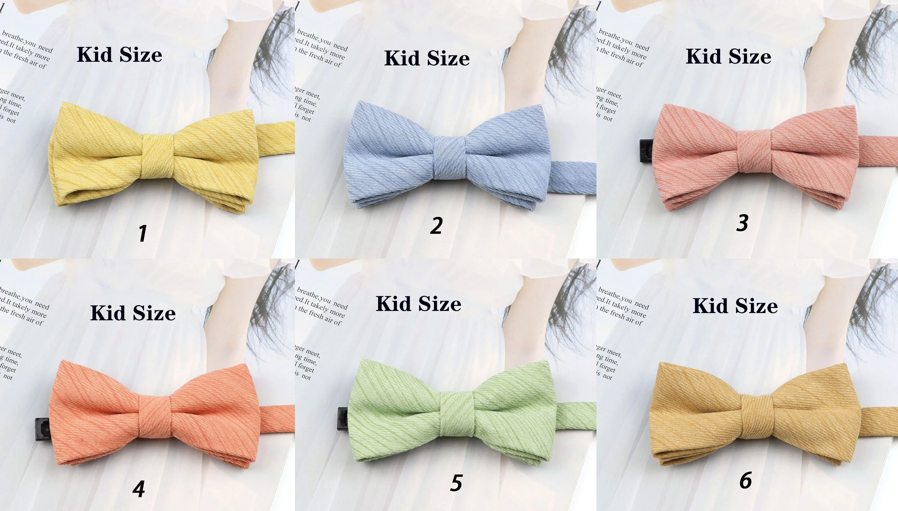Solid Color Child Bow Tie Polyester Cotton Classic Colorful Navy Green Yellow Butterfly Bowtie For Boys Girls Wedding Party