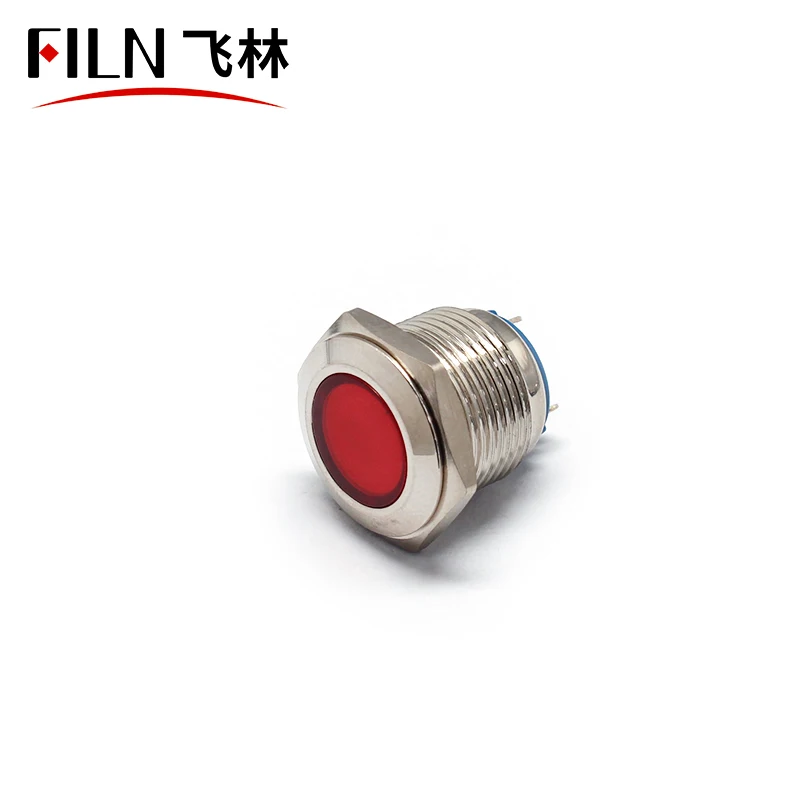 FILN 16mm metal indicator light Red yellow green white 110V 220V with terminal pins indicator light motorcycle