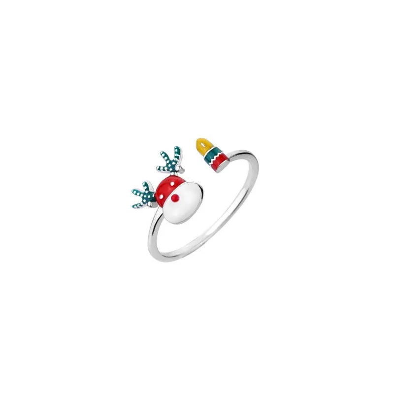 Anillo De Acero Inoxidable Christmas Enamel Elk Animal Rings Jewelry For Women Designer Adjustable Couple Christmas Ring Girl