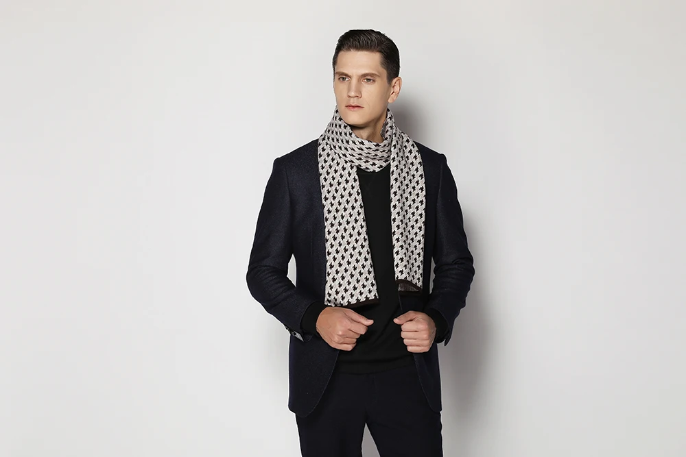 Custom Cashmere 100% Wool Luxury Scarf For Men Winter