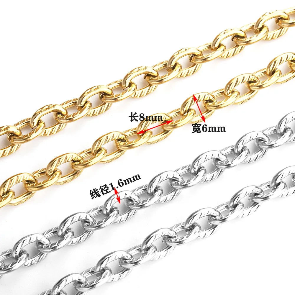 Selling in Meter Stainless Steel Cable Link Chain Meter For Female DIY Jewelry Component Sell As Meters Hip-hop Link Chain