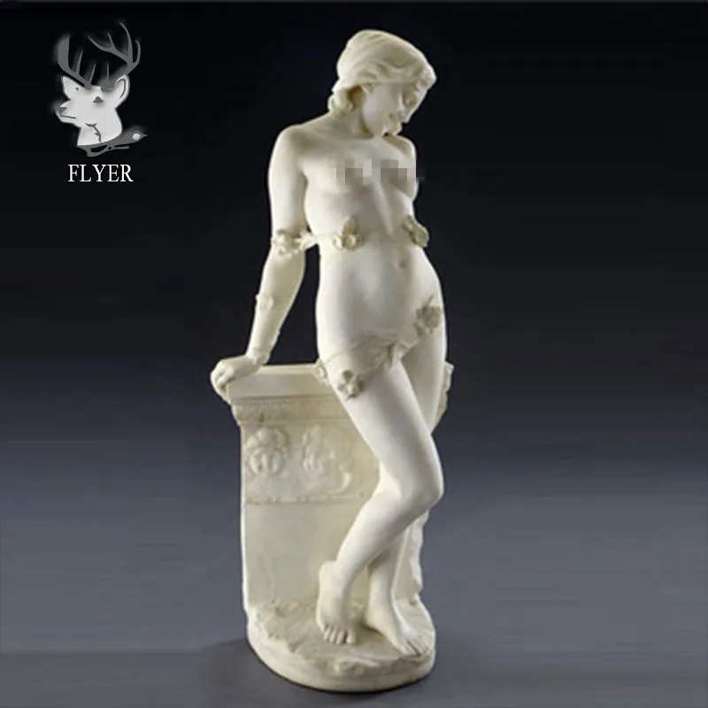 Outdoor famous marble stone naked girl statue life size handmade sex girl stone statue