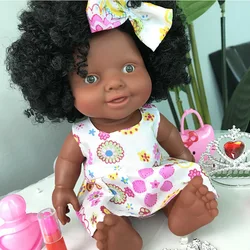 Wholesale factory 25CM vinyl silicone black baby dolls African american black girl doll with clothes