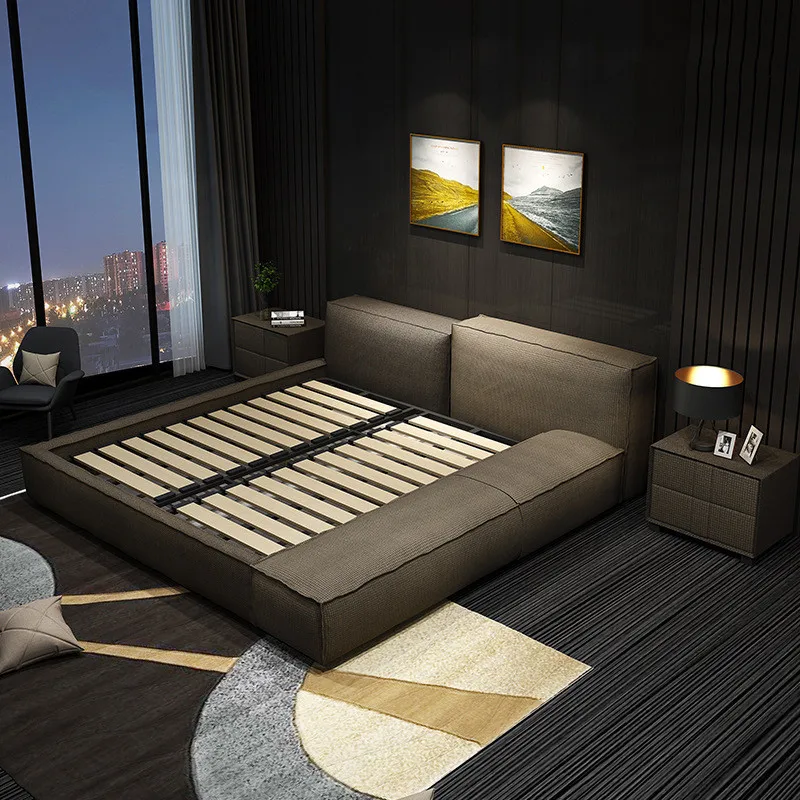 Tatami fabric bed modern minimalist double bed 1.8m king size storage bed master Bedroom Furniture