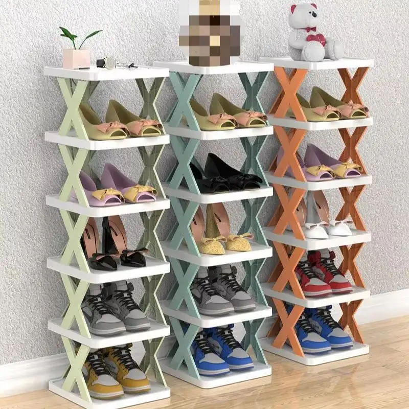 Muti- Layer Stackable Home Folding Plastic Shoe Storage Cabinet Stands Racks Bathroom Collapsible Shoe Organizer Shelf Racks