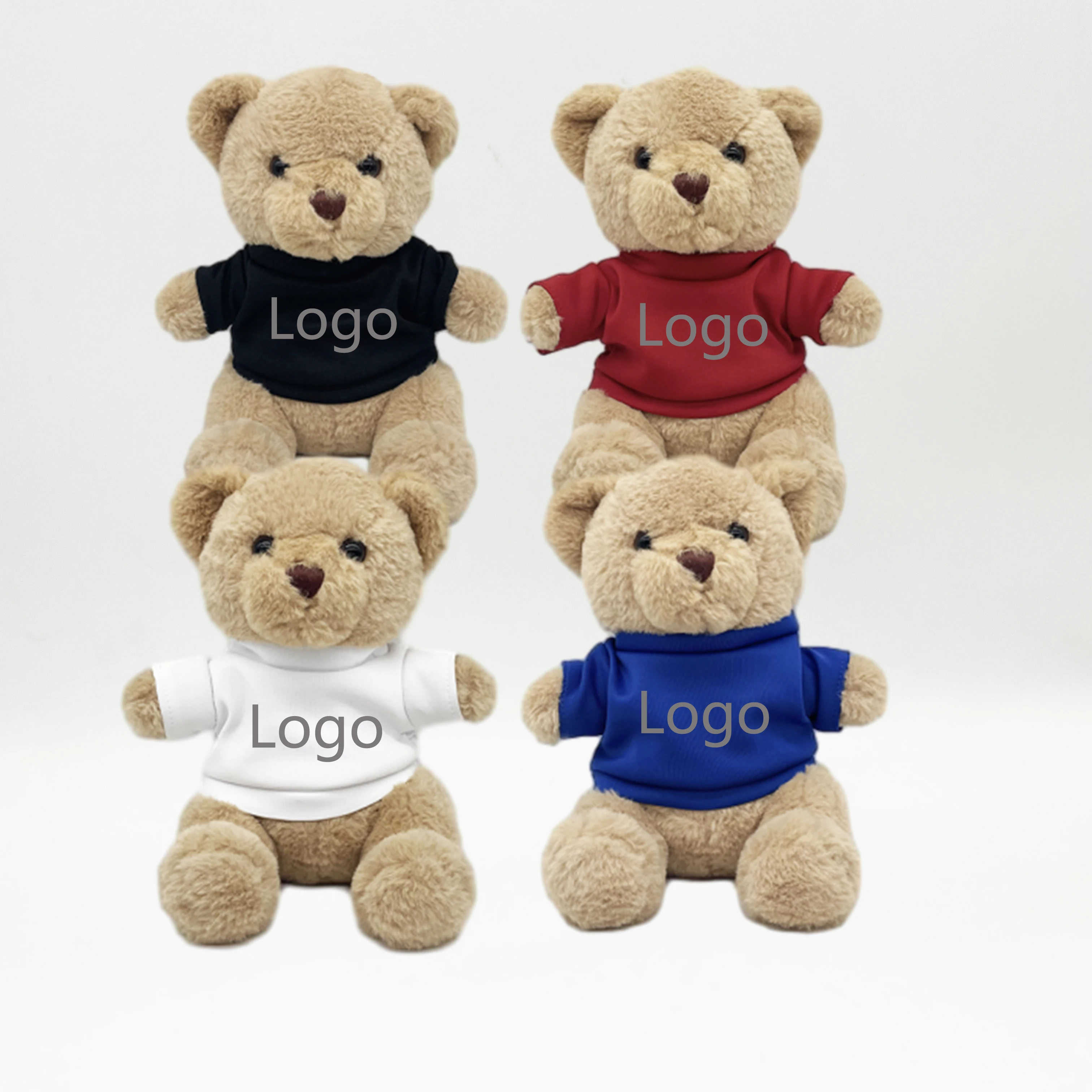 CPC Customize Stuffed Animal plush Bear with T-Shirts  Sublimation 22cm  Teddy Bears with  Logo Shirts   Plush gifts