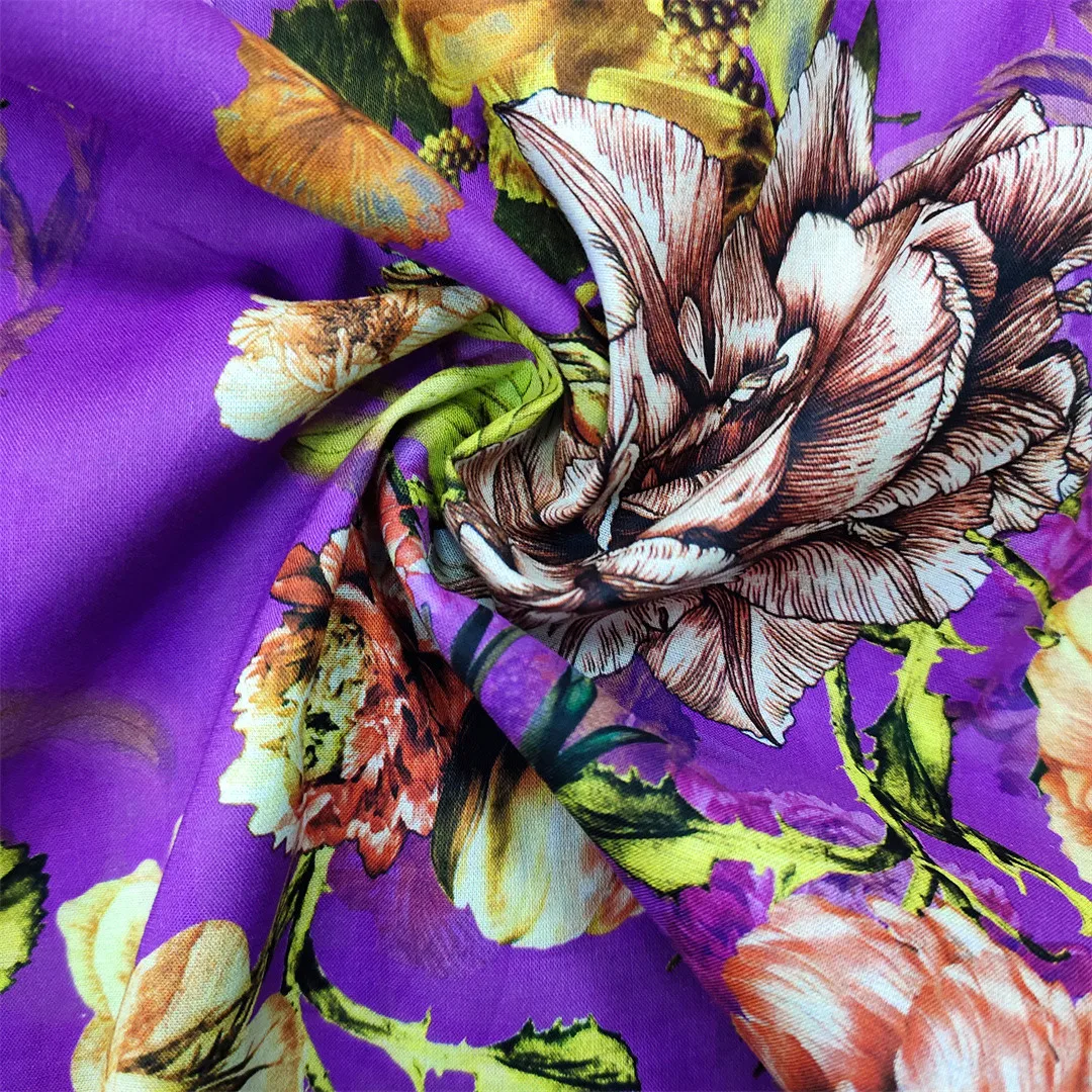 Factory 100% digital printed fabric cotton voile bawal tudung  fabric for dresses digital printed