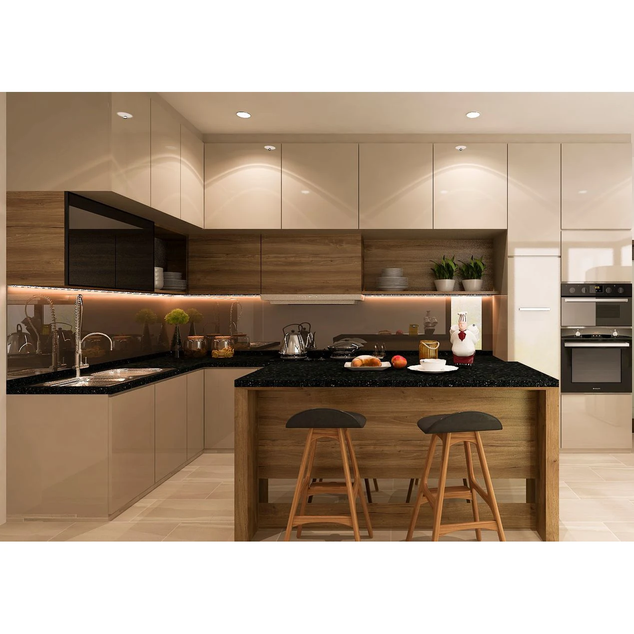 Hangzhou factory price  free 3D and CAD design available shiny glossy 2Pac Kitchen Cabinets