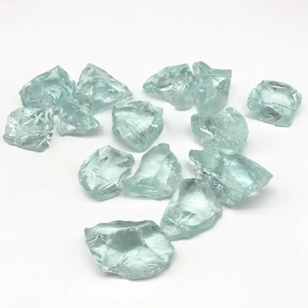 wholesale blue green crushed slag glass rocks for fire pit