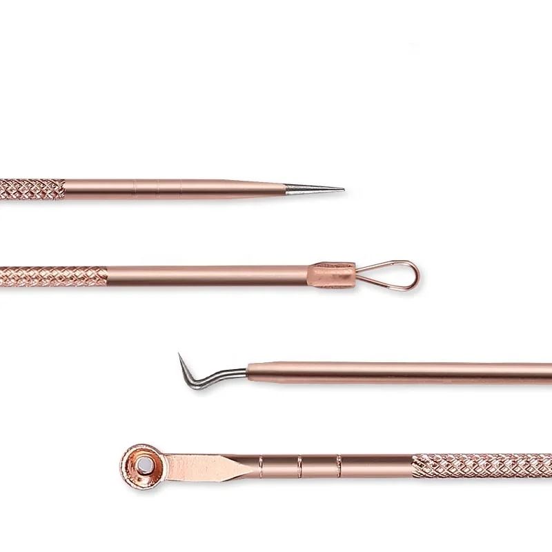 Hot selling 4 Pieces blackhead pimple pin kit Double Ended Blackhead Remover pimple popper tool kit