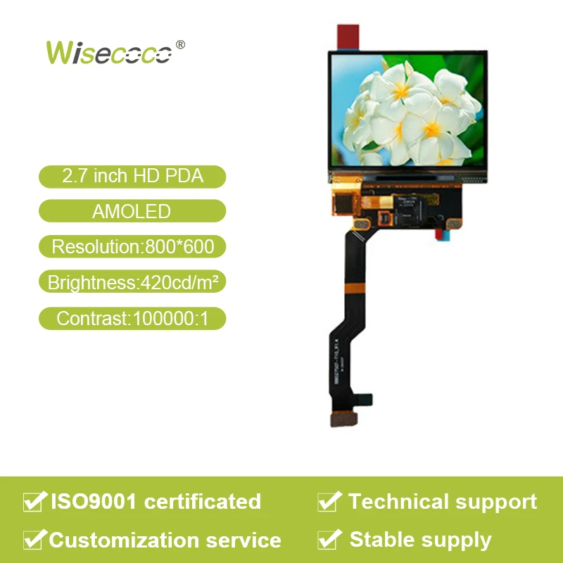 Wisecoco Oled Lcd Module 2.7 Inch 800*600 MIPI 30Pins High Contrast 420cd/m2 Amoled Display For Smart Home
