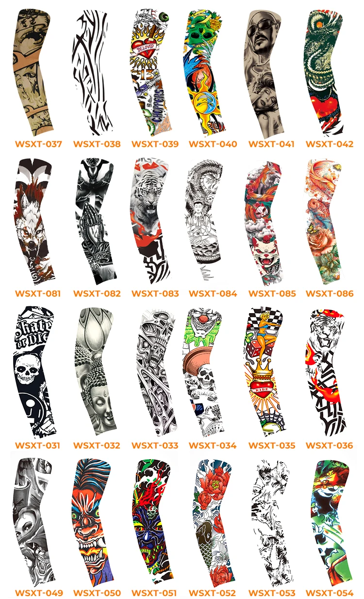 Wholesale Personalized Nylon Sunscreen Anti UV Fashion High Elastic Large Size Breathable Ice  Sleeves Tatoo Arm Sleeve