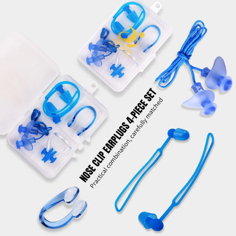 hot sale silicone ear nose protector sets swimming earplugs and nose clip perfect 4 piece replacement set for adults or kids