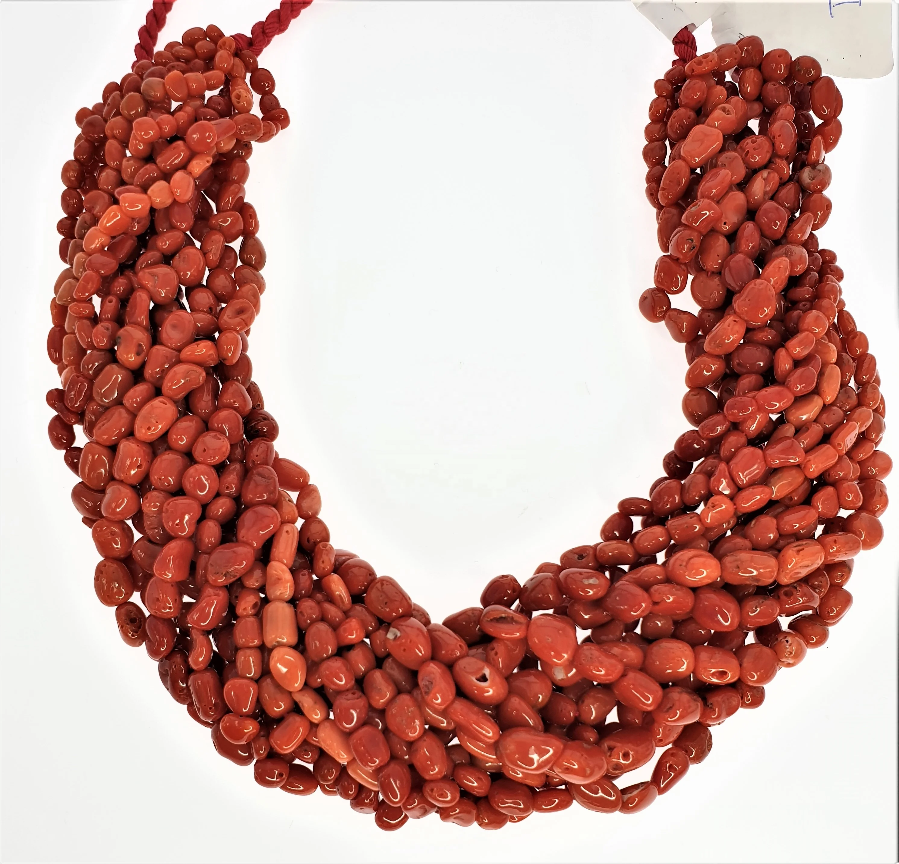 
High Quality Natural Red Italian Nugget Coral Beads Necklace 
