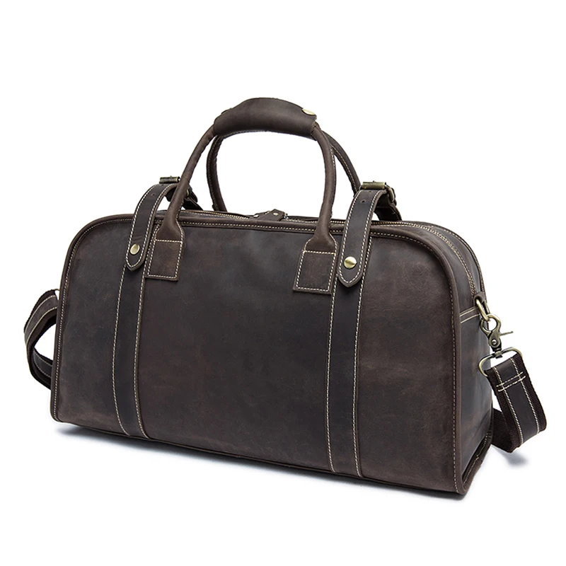 High Quality   Full Custom Vintage Genuine Leather Waterproof Trolley Travel  Duffel  Overnight Bag