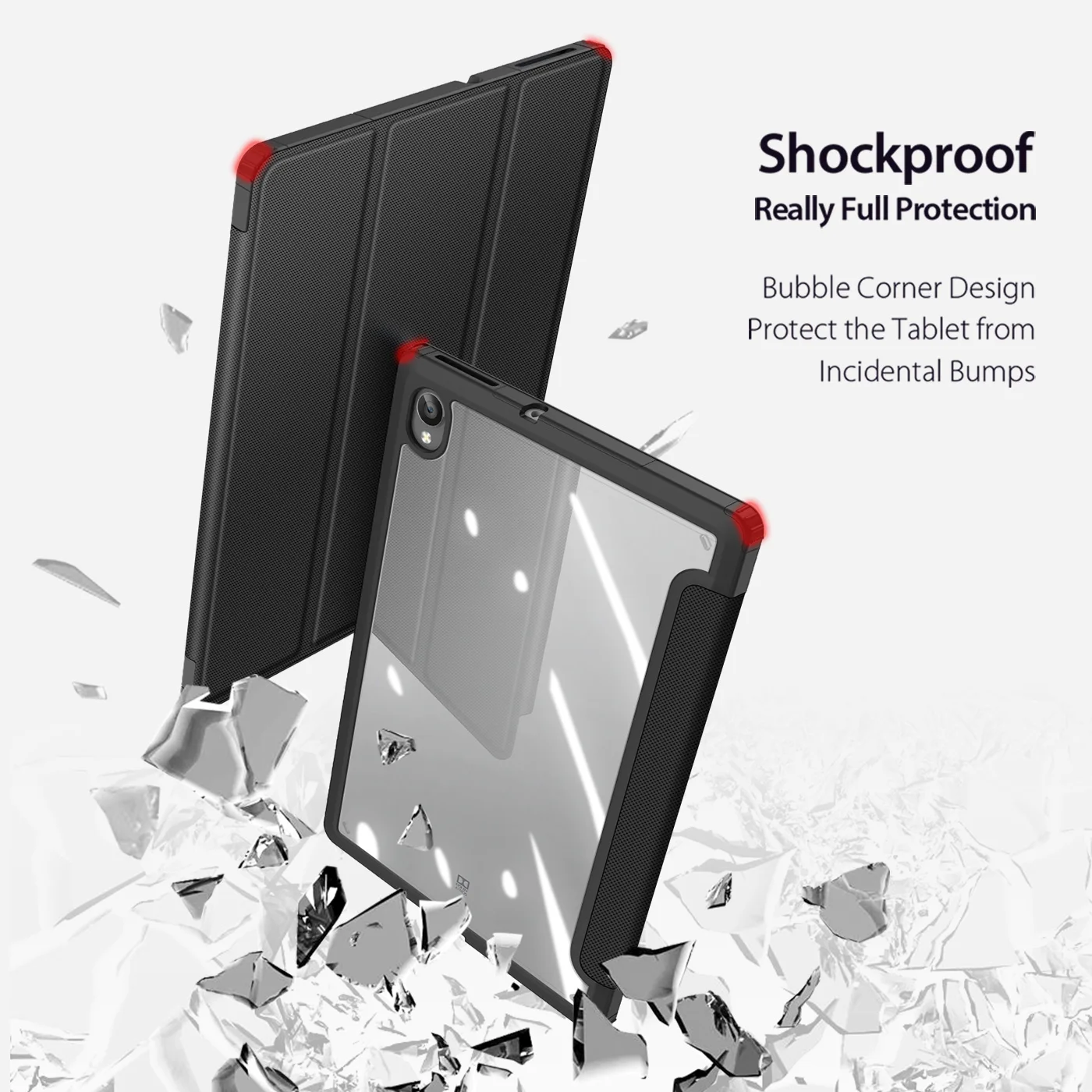 DUX DUCIS Toby Series Trifold Leather-Style Case for Lenovo Tab K10 / M10 Plus 10.3 Clear Back Cover Smart Tablet Case
