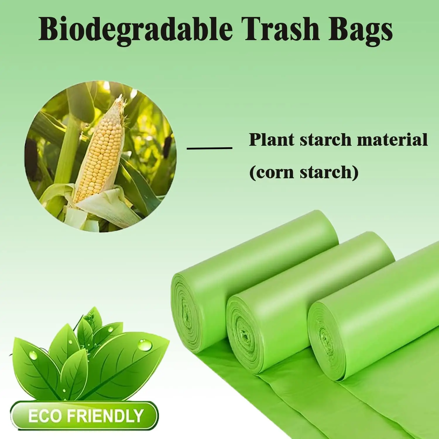 Eco Friendly 100% Biodegradable Cornstarch Trash Bags Compostable Flat Garbage Bags