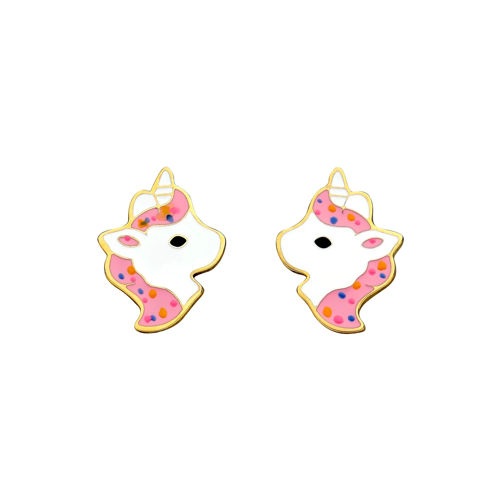 
Pink Unicorn Earrings Glitter for Women girls Cute Animal Horse gold stainless steel Stud Earrings Jewelry 