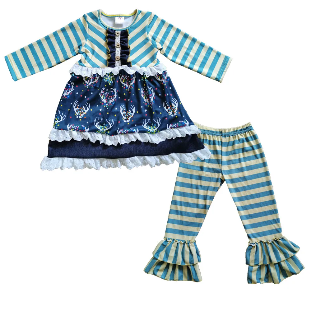 Factory Wholesale Children Outfit Two Piece Dress Set Wholesale Christmas Girls Baby Clothes Clothing Sets