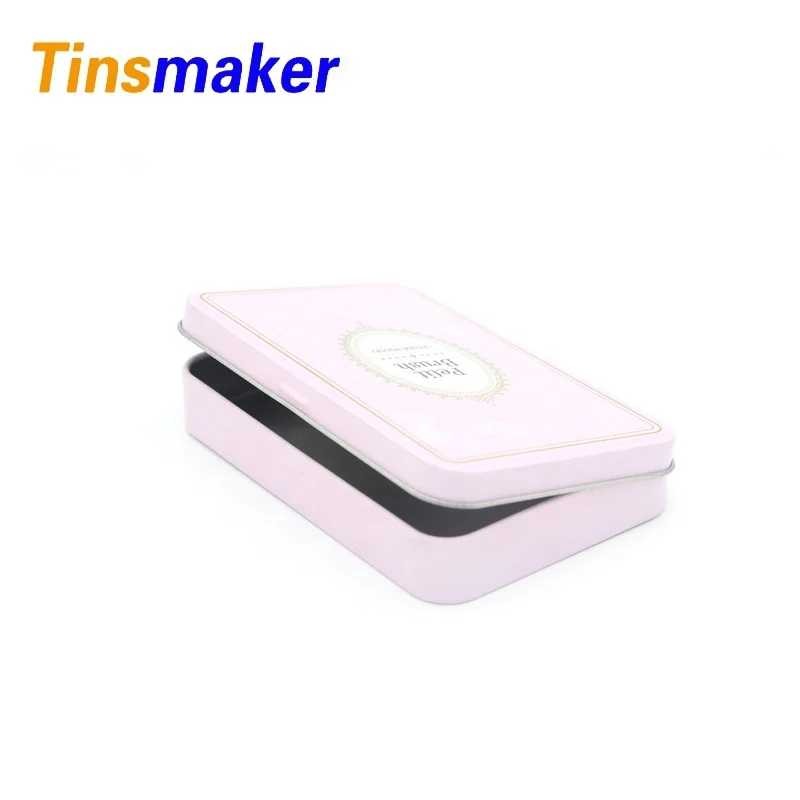 Small colored rectangular cosmetic hinged tin box Candle Tin Can Round Aluminium Metal Packaging custom box