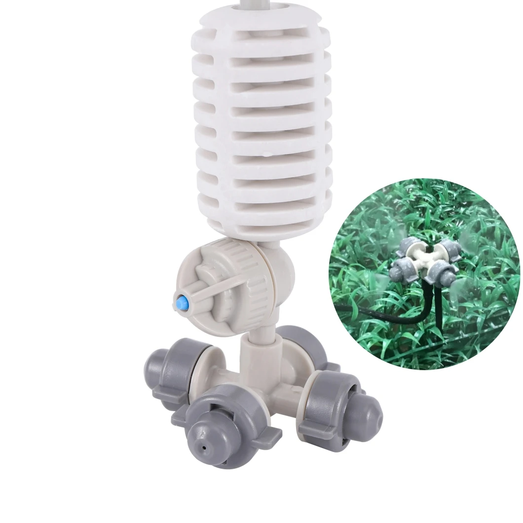 Hanging 4 Way Fogger Misting Plastic Mist Nozzle Sprinkler Watering Sprayer Kits for Greenhouse Irrigation System