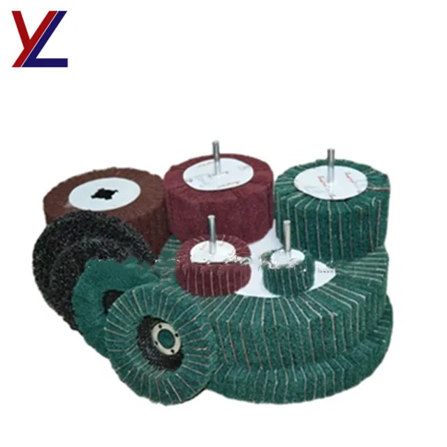 8 inch interleaf surface deburring/cleaning flap wheel with sand paper.