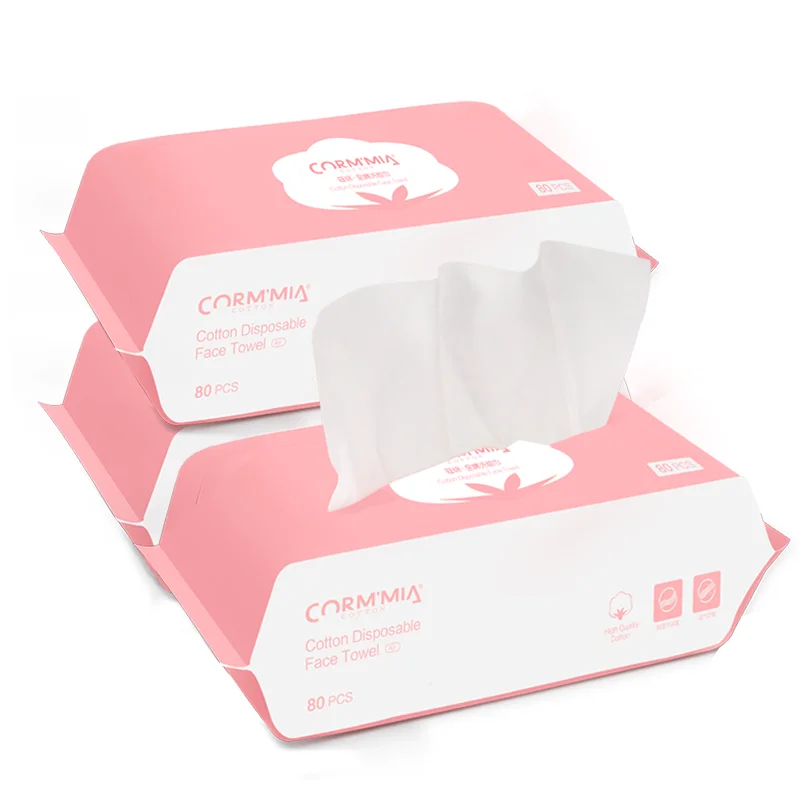 Disposable Face Towel Face Cloths for Washing Soft Cotton Dry Wipes Facial Cloths Towelettes for Washing and Drying, 80 Count