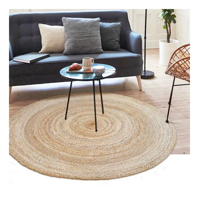 Джутовые плетеные коврики в индийском стиле, натуральный напольный ковер