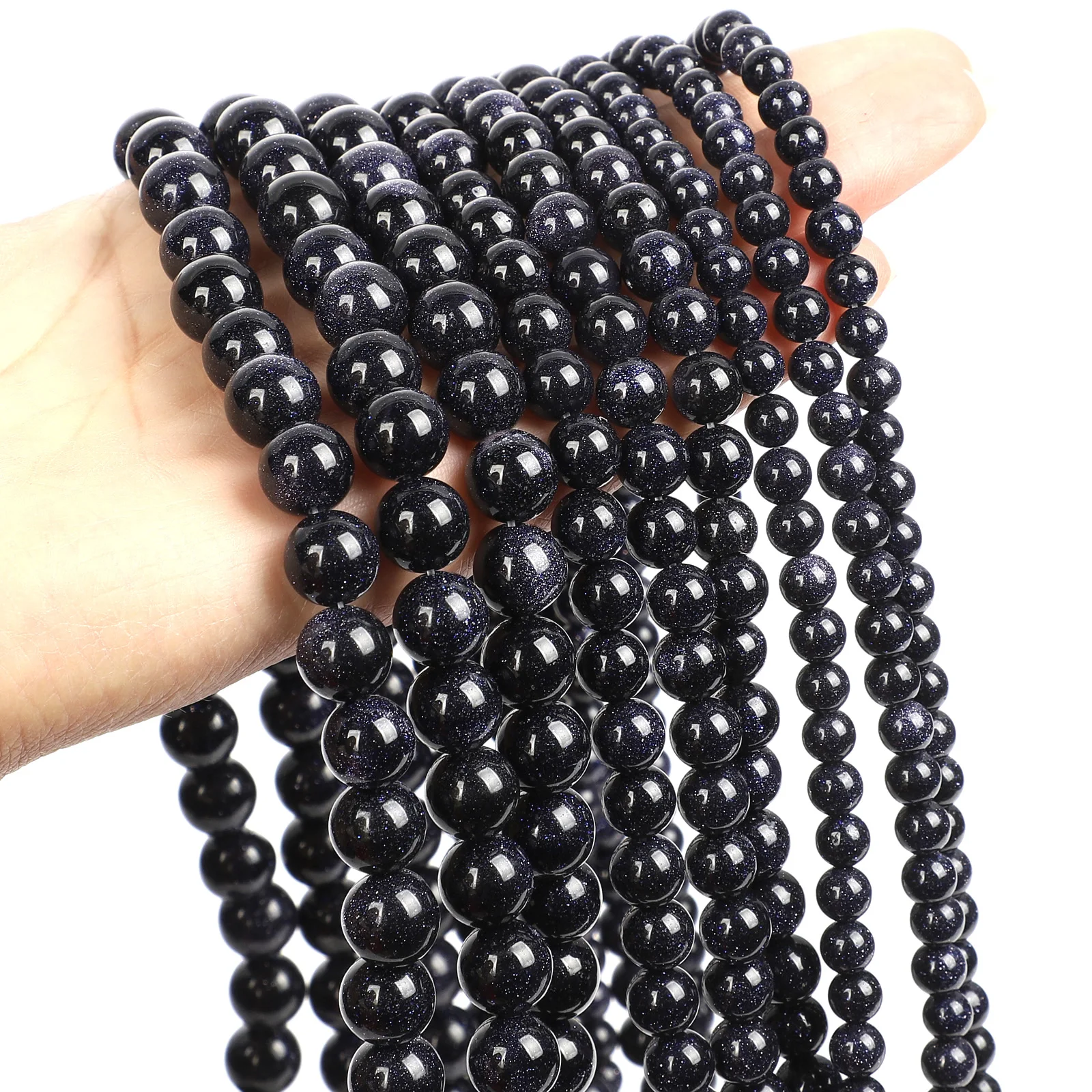 Multifaceted Sand Stone Colorful Glitter Natural Stone Beads Round Loose Beads For Jewelry Making DIY Bracelets Handmade