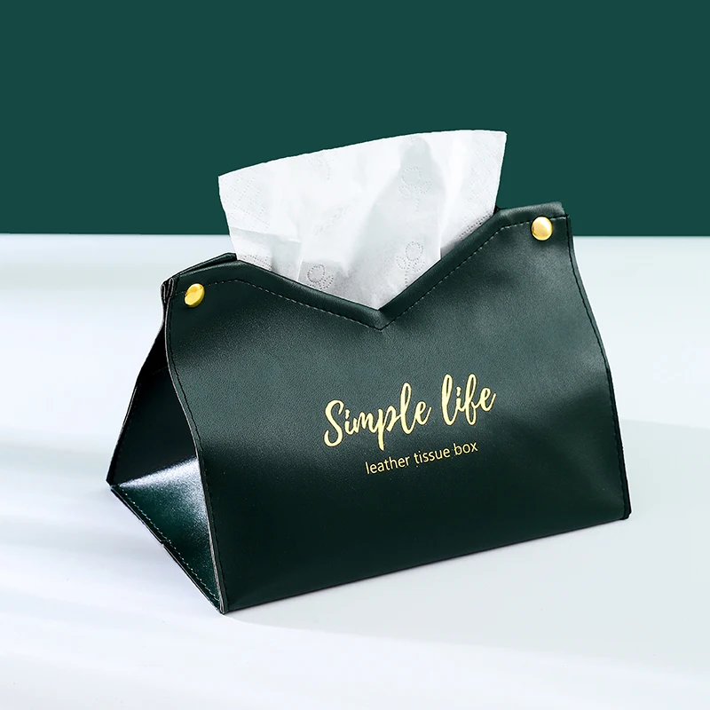 
Simple Portable Foldable Tissue Paper Storage Holder PU Leather Tissue Cover Box Bag  (1600101813953)