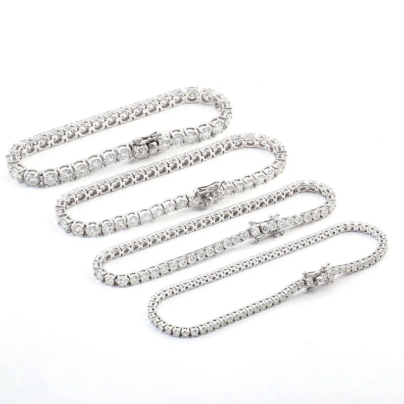 lowest to $30 price fine jewelry wholesale custom S925 sterling silver 2mm 3mm 4mm 5mm 6mm stone bracelet moissante tennis chain