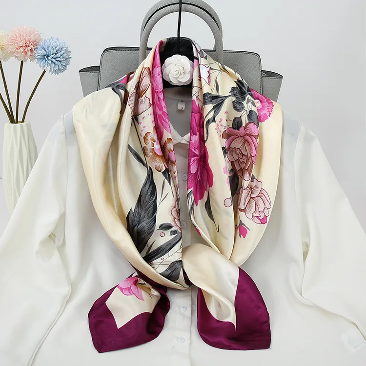 Luxurious Silk Polyester Extra Large Square Scarf Shawl Wrap For Women  For Evening Dresses