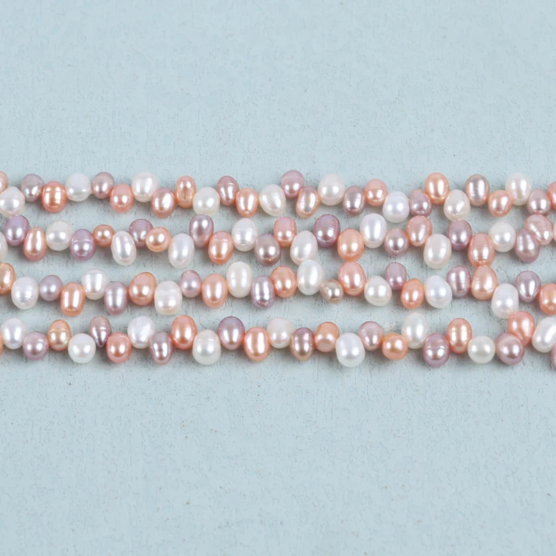 Wholesale 4.5-5mm threaded top drill rice pearl string DIY material