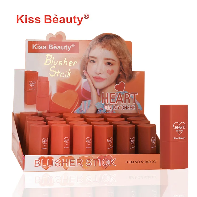 
kiss beauty face makeup four colors blusher stick private label 