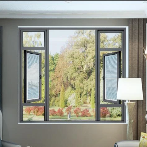 Aluminium profile casement window with screen side hung window with fly screen glass swing window with mosquito net manufacturer