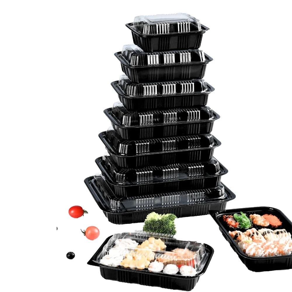 Китай одноразовые Bento ланч-боксы черные ящики для хранения пищевой контейнер пластик для еды
