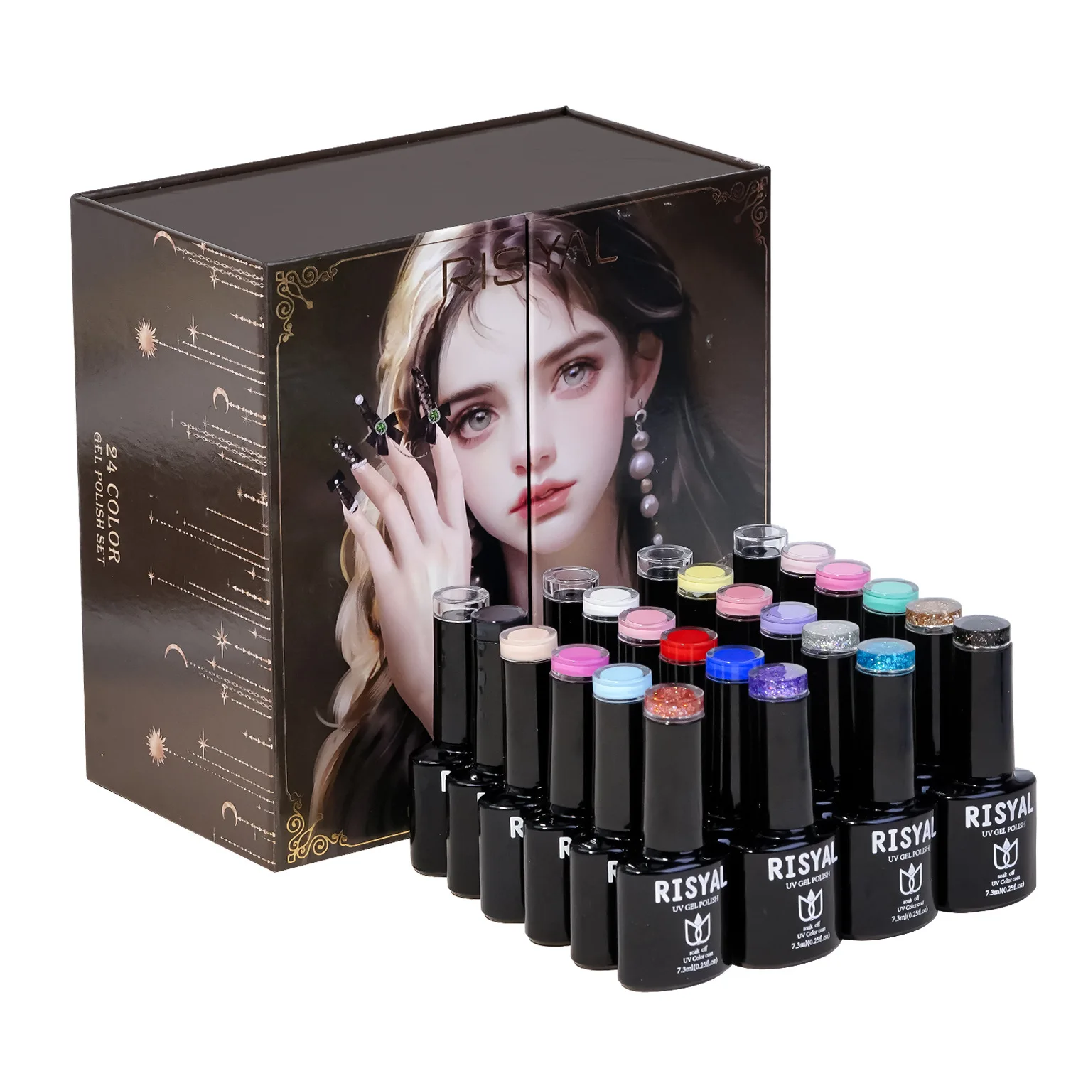24pcs/set Long-Lasting UV Gel Nail Polish Set Functional Glue with Base Coat Top Coat Nail Art Polish
