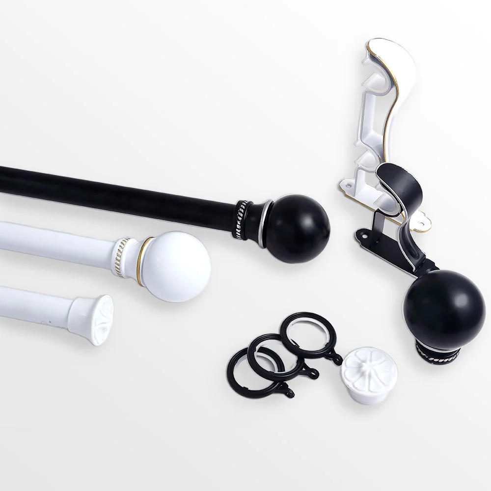 Factory Direct Sale Decorative Windows Double Curtain Pole Aluminium Black Curtain Rods Set