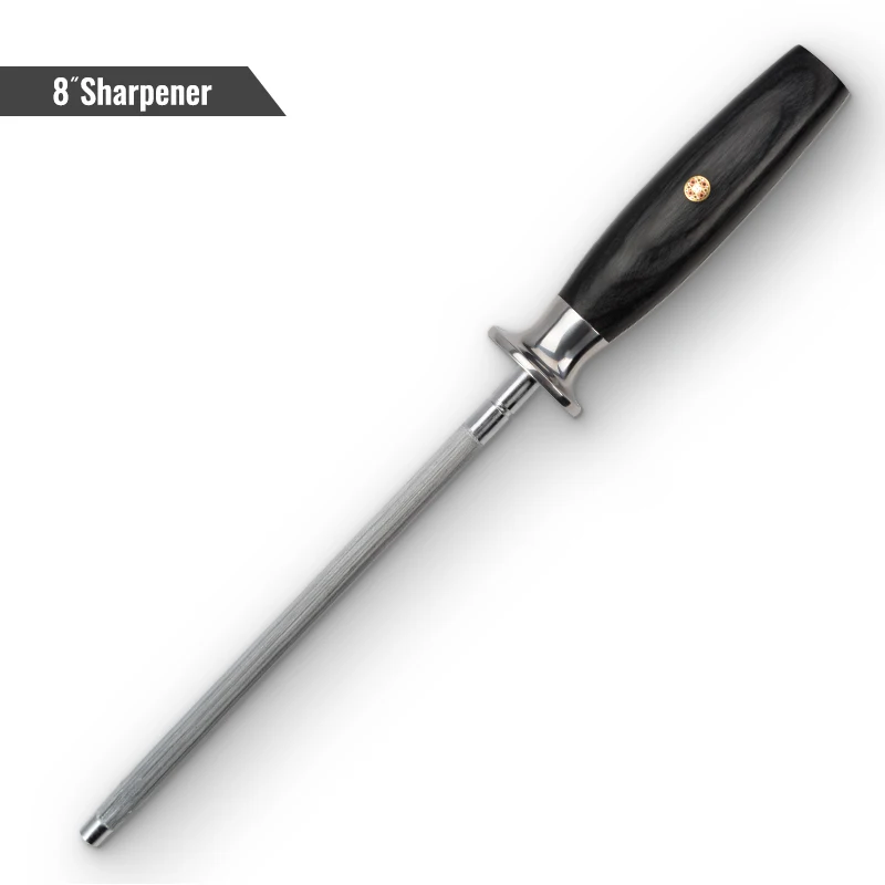 
Konoll 8Inch Carbon Steel Knife Honing Rods Sharpener For Kitchen Wood Handle knife honing steel 1pcs MOQ Best Quality 