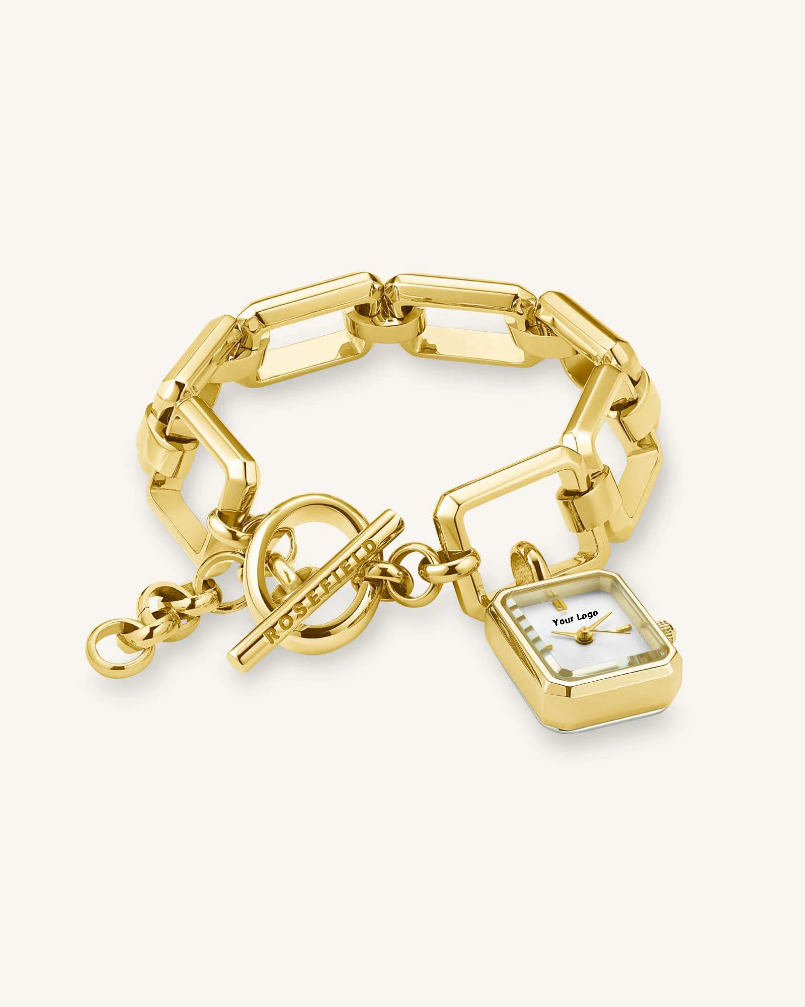 18K Gold Plated Stainless Steel Lady Watch CZ Link Chain Women Quartz Watch Bracelet Watch Pendant Jewelry Gift