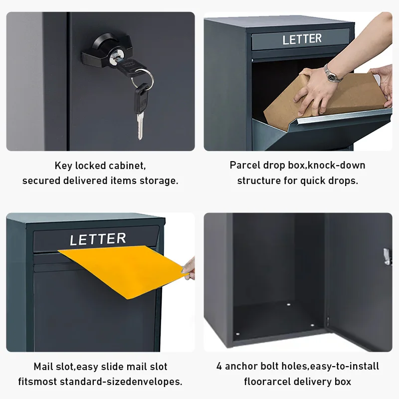 Japanese Galvanized Sheet Apartment Small Locker Mailbox Parcel Drop Box for Secure Parcel Mail Delivery Metal Drop Mailbox