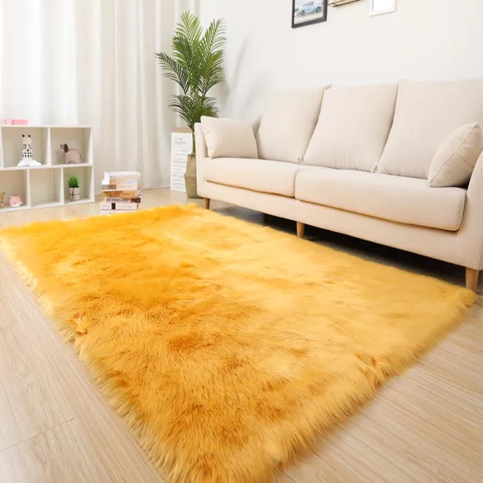 Wholesale Faux Fur Living Room Black Carpet High Quality Faux Fur Mats Rugs Carpet For Bedroom Chair Couch Cover Blue Carpet