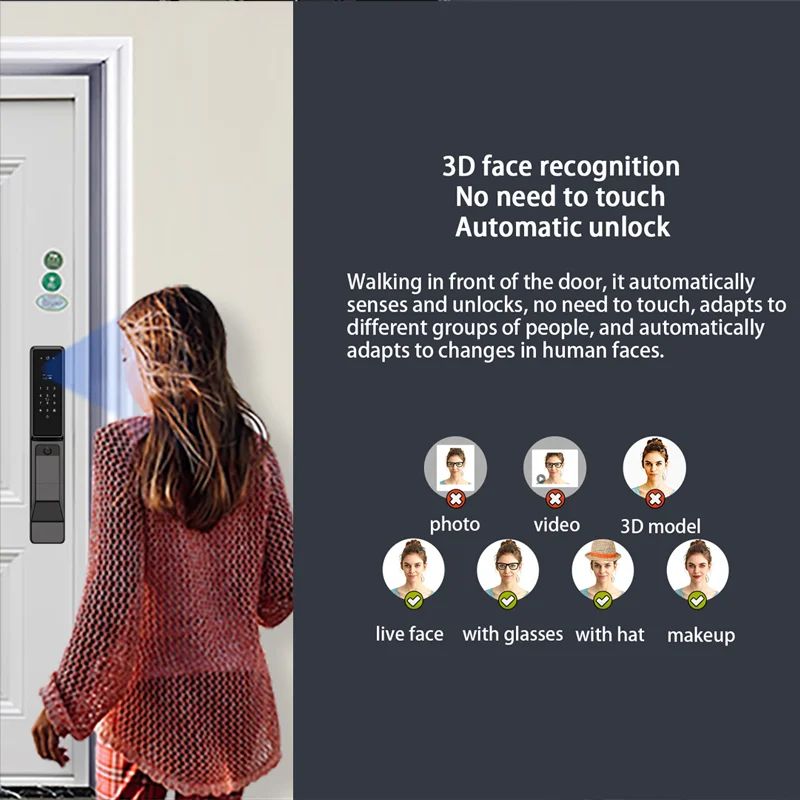 X6DL Smart Door Lock With Voice Intercom Wifi Tuya APP Fully Automatic HD Cat Eye Fingerprint Face Electronic Door Lock