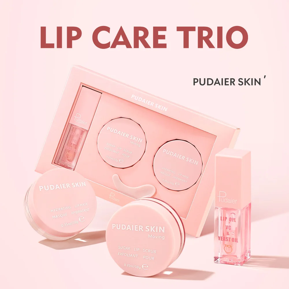 Nature Smoothing Nourishing Healthy Lip Care Set 3-Piece Set Exfoliating Scrub Moisturizing Lip Mask Oil Lip Care Kit