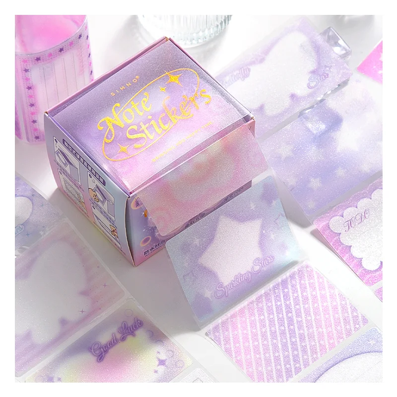 Simno 120pcs Creative Scrapbooking Supplies Gradient Color Pull-out Roll Tape Sticker Translucent Matte Sticky Notes